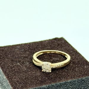 Inel din Aur 14k (1,8 grame) cu diamante Naturale 0,10 Carate, Mărimea 55 cod: 3956
